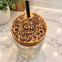 Highland Cow Bamboo Lid
