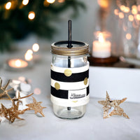 Black & White Stripe + Gold Cozy