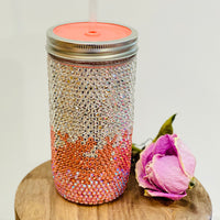 Aloha! Coral Ombre Swarovski Rhinestone Tumbler Set freeshipping - The Mason Bar Company