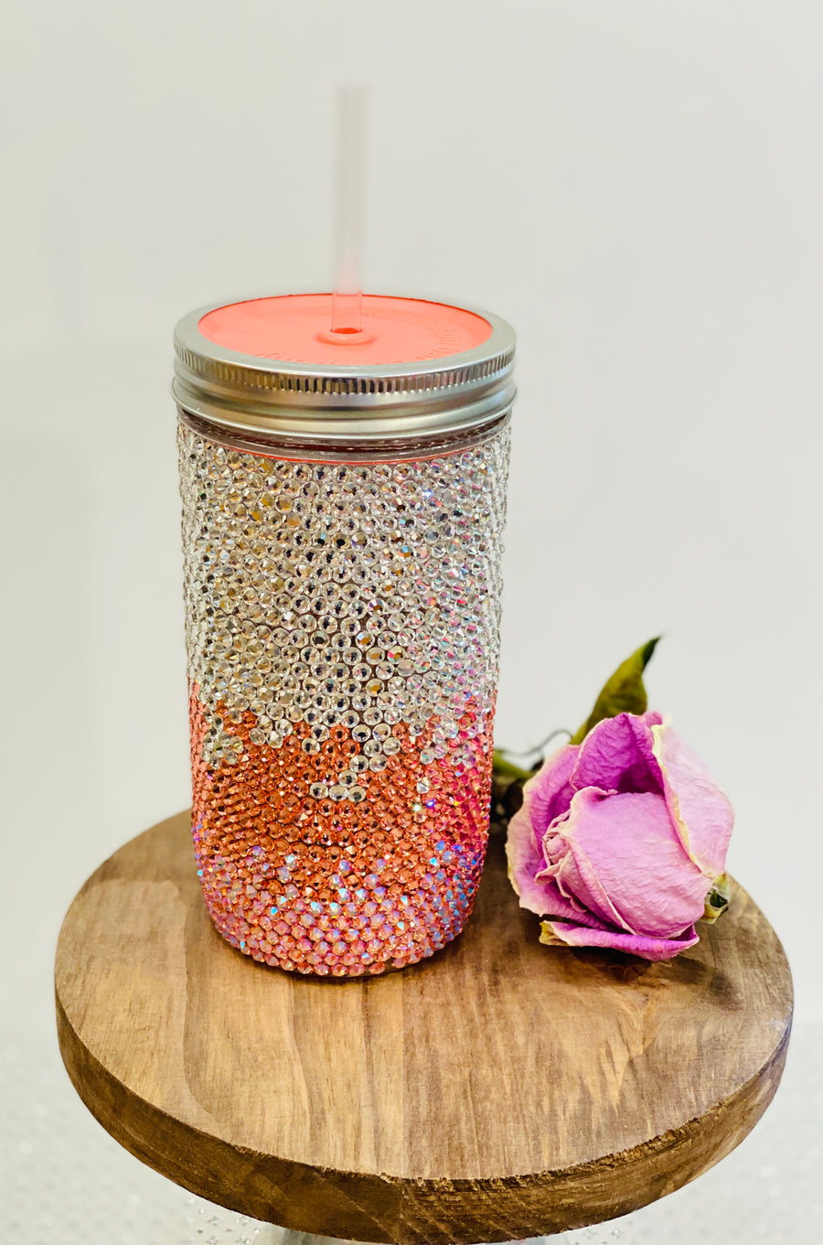 Aloha! Coral Ombre Swarovski Rhinestone Tumbler Set freeshipping - The Mason Bar Company