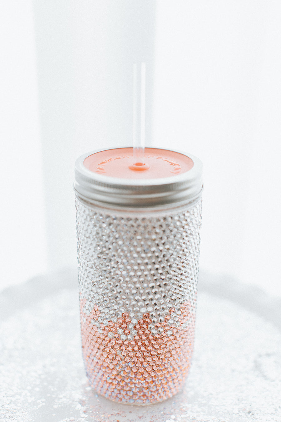 Aloha! Coral Ombre Swarovski Rhinestone Tumbler Set freeshipping - The Mason Bar Company