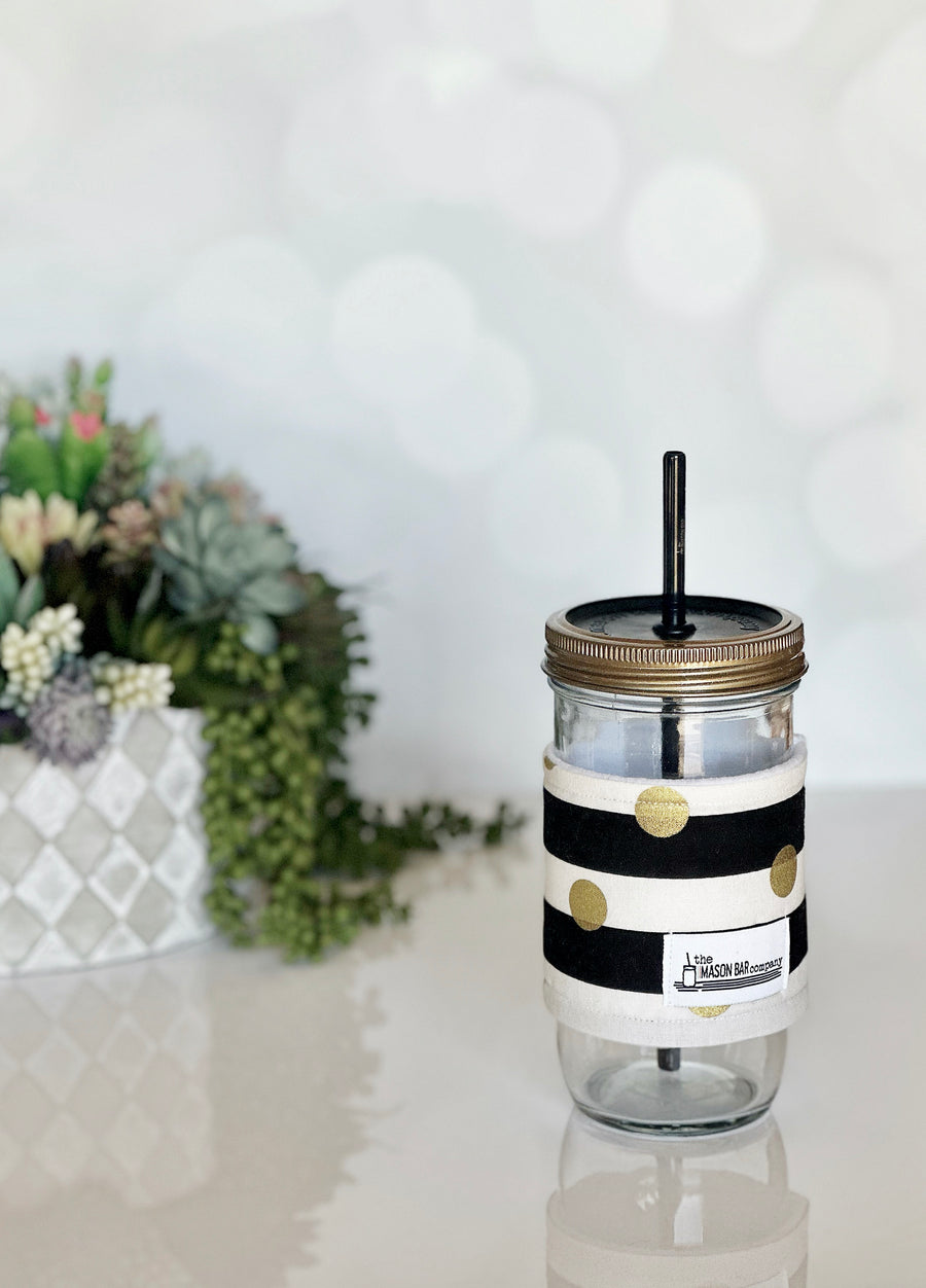 Black & White Stripe + Gold Cozy